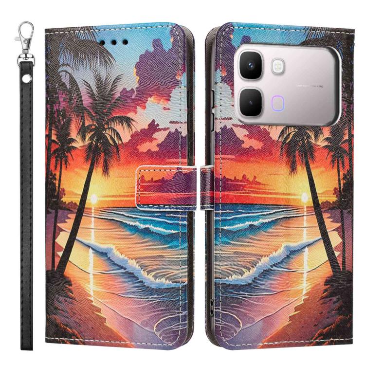 For Infinix Note Edge 5G Painted Pattern Vegan Leather Phone Case with Strap