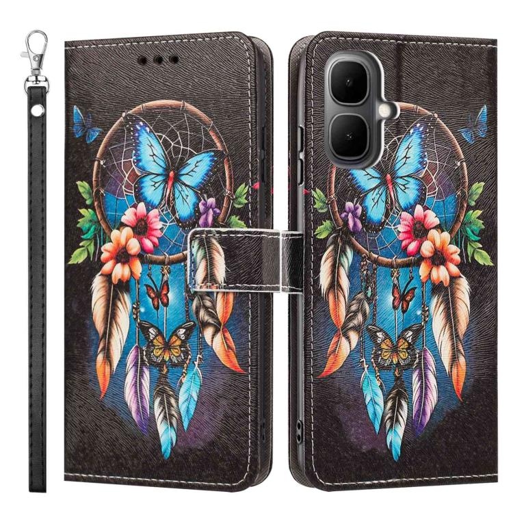 For Infinix Smart 10 4G Painted Pattern Vegan Leather Phone Case with Strap