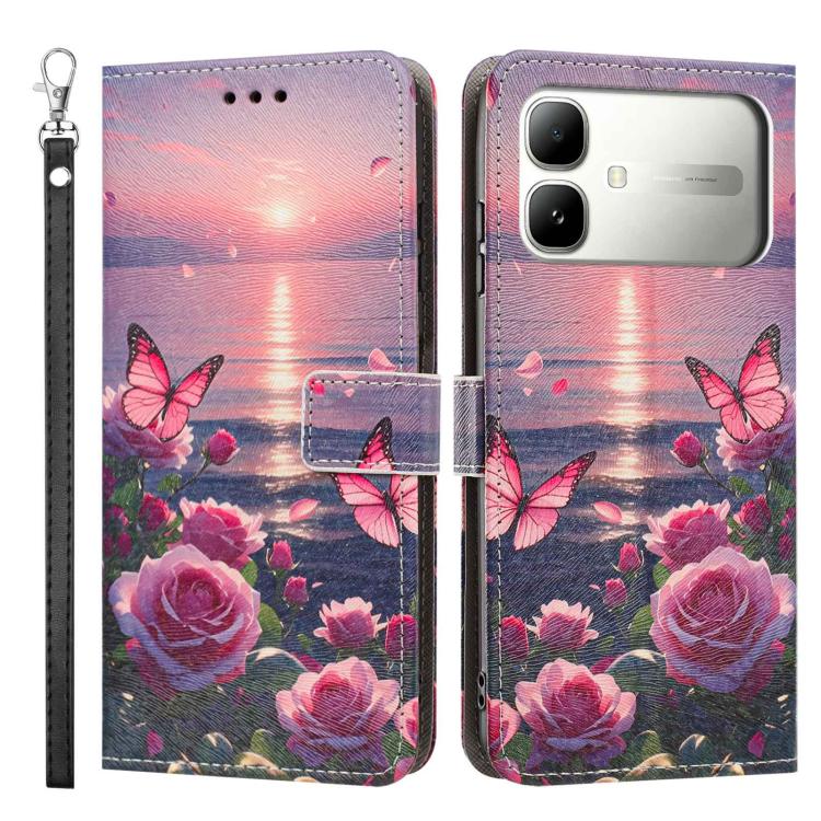 For Infinix Smart 20 4G Painted Pattern Vegan Leather Phone Case with Strap