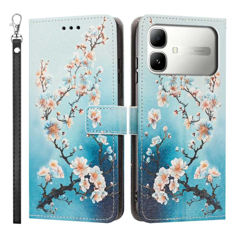 For Infinix Smart 20 4G Painted Pattern Vegan Leather Phone Case with Strap
