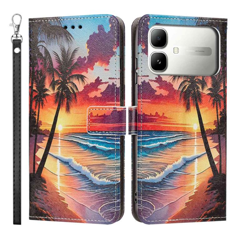 For Infinix Smart 20 4G Painted Pattern Vegan Leather Phone Case with Strap