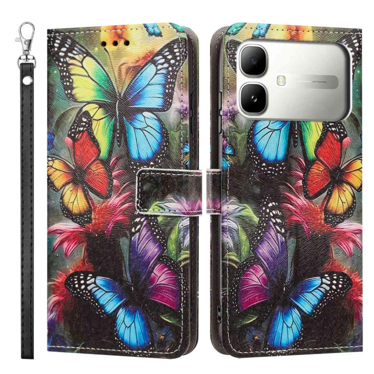 For Infinix Smart 20 4G Painted Pattern Vegan Leather Phone Case with Strap