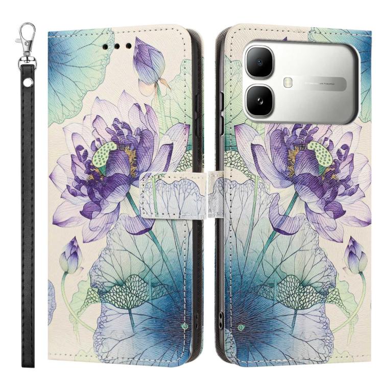 For Infinix Smart 20 4G Painted Pattern Vegan Leather Phone Case with Strap