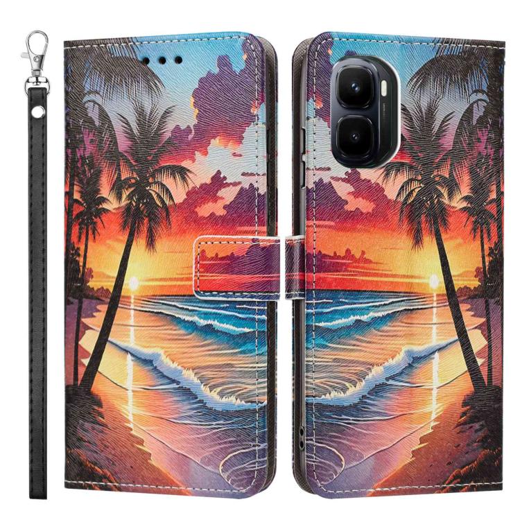 For Infinix GT 50 Pro 5G Painted Pattern Vegan Leather Phone Case with Strap
