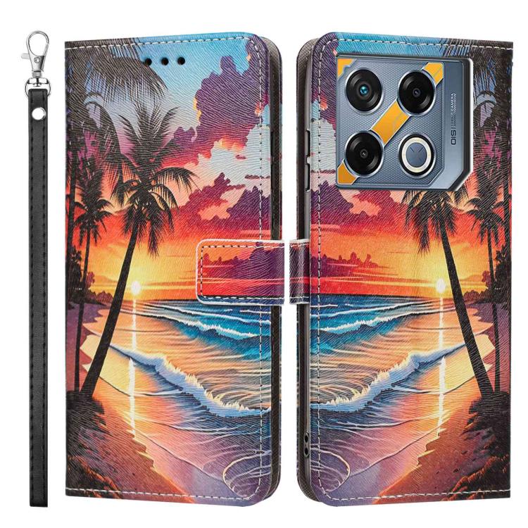 For Infinix GT 20 Pro Painted Pattern Vegan Leather Phone Case with Strap