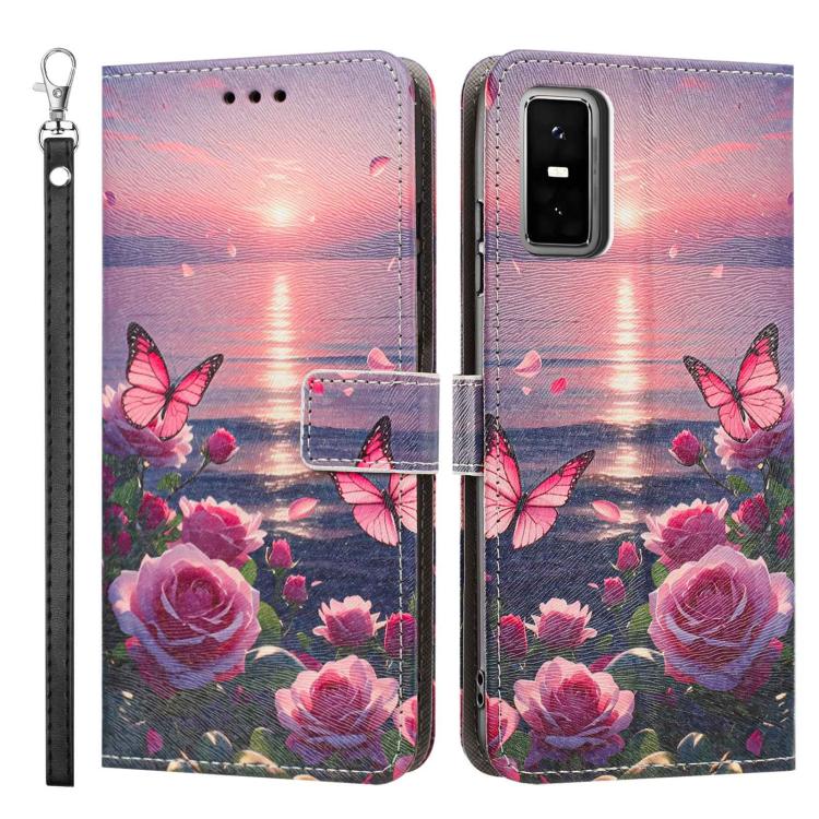 For Infinix GT 30 Pro Painted Pattern Vegan Leather Phone Case with Strap