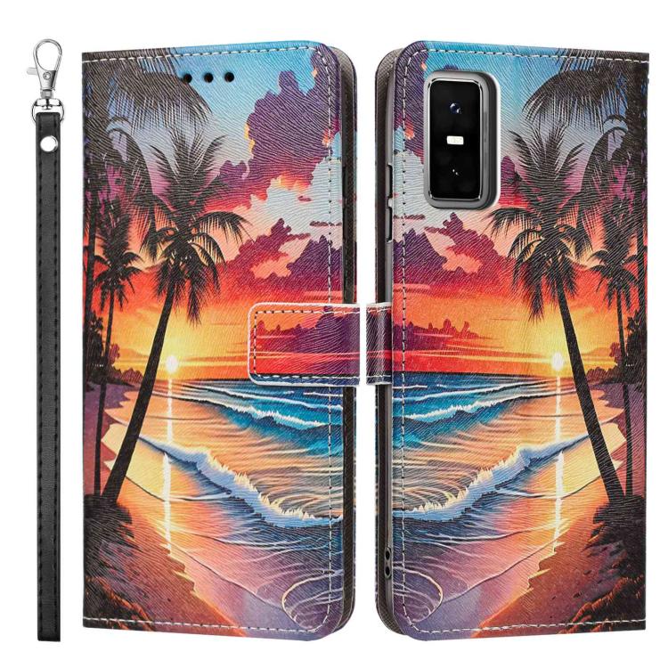For Infinix GT 30 Pro Painted Pattern Vegan Leather Phone Case with Strap