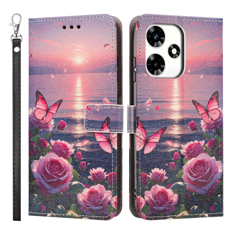 For Infinix Hot 30 Play NFC Painted Pattern Vegan Leather Phone Case with Strap