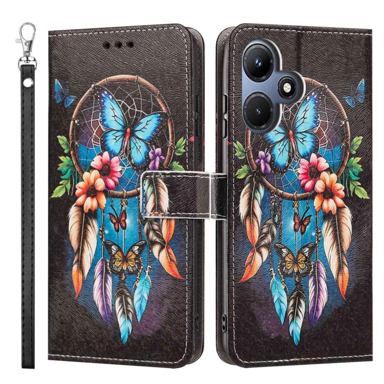 For Infinix Hot 30i Painted Pattern Vegan Leather Phone Case with Strap