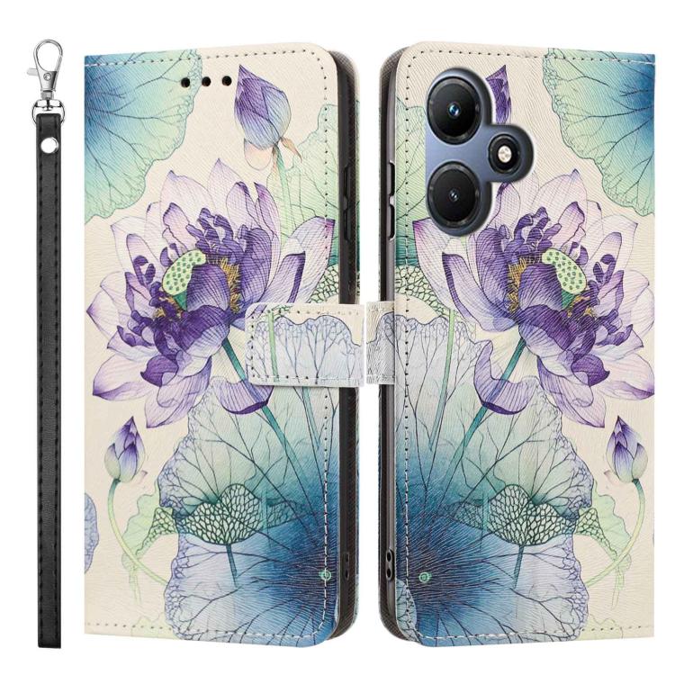 For Infinix Hot 30i Painted Pattern Vegan Leather Phone Case with Strap