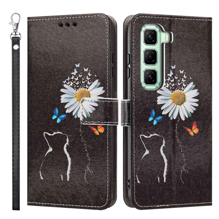 For Infinix Hot 50 5G Painted Pattern Vegan Leather Phone Case with Strap