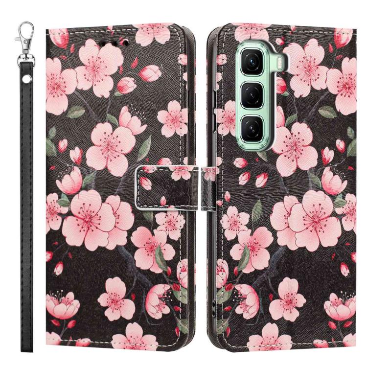 For Infinix Hot 50 5G Painted Pattern Vegan Leather Phone Case with Strap