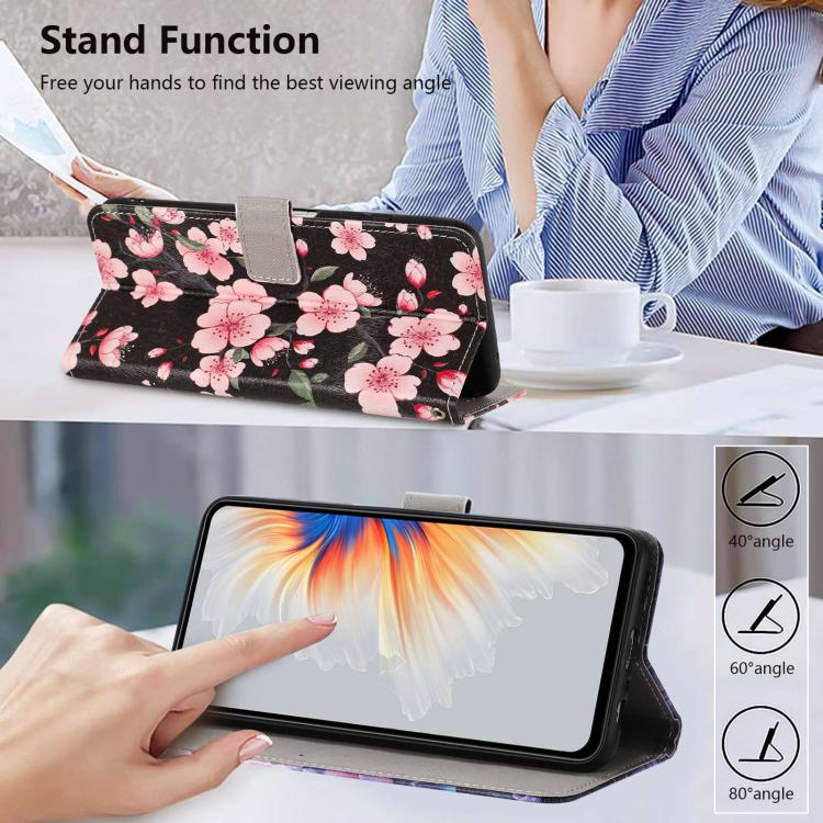 For Infinix Hot 50 5G Painted Pattern Vegan Leather Phone Case with Strap