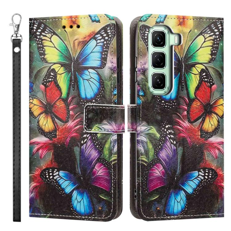 For Infinix Hot 50 5G Painted Pattern Vegan Leather Phone Case with Strap