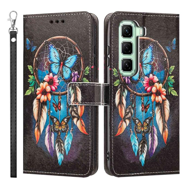 For Infinix Hot 50 5G Painted Pattern Vegan Leather Phone Case with Strap