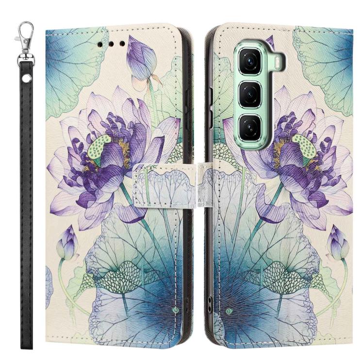 For Infinix Hot 50 5G Painted Pattern Vegan Leather Phone Case with Strap
