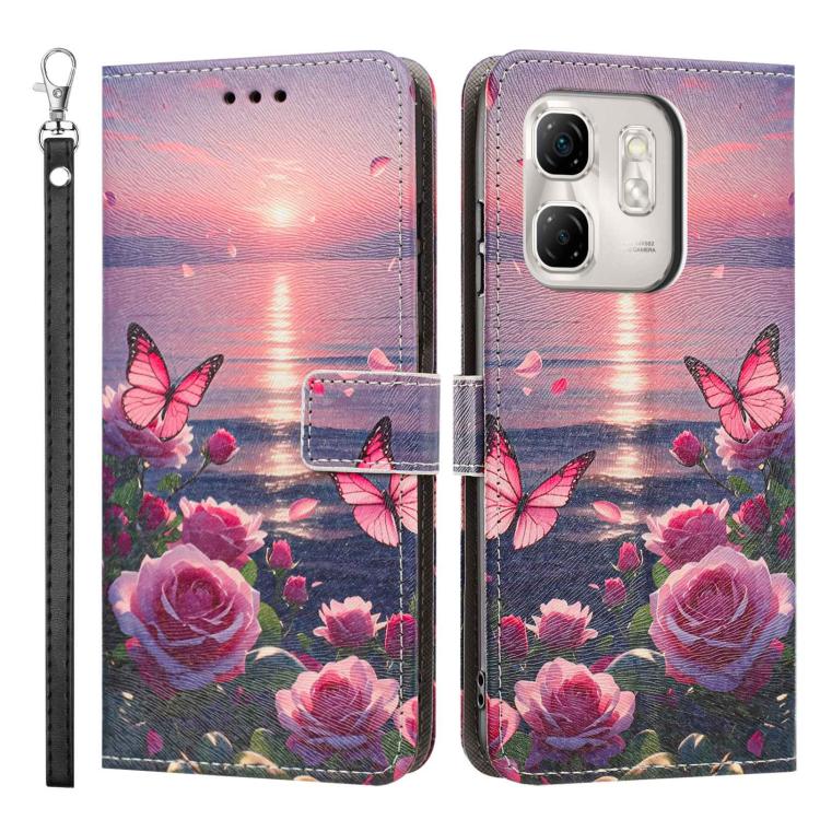For Infinix Hot 50i Painted Pattern Vegan Leather Phone Case with Strap