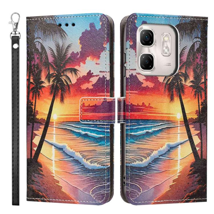 For Infinix Hot 50i Painted Pattern Vegan Leather Phone Case with Strap