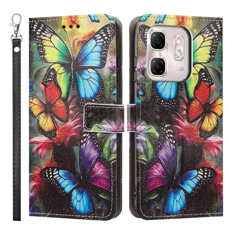 For Infinix Hot 50i Painted Pattern Vegan Leather Phone Case with Strap