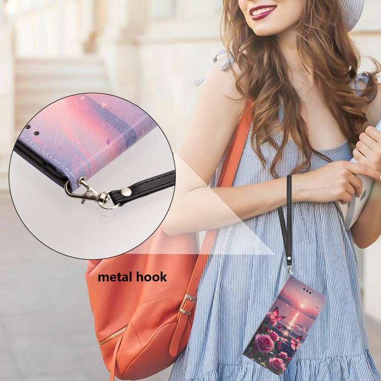 For Infinix Hot 30 Painted Pattern Vegan Leather Phone Case with Strap