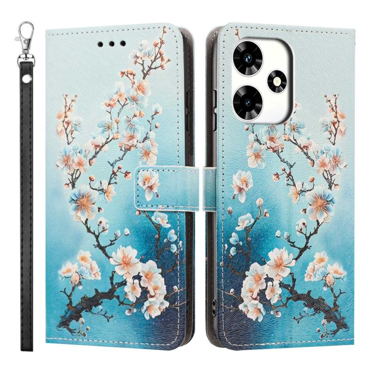 For Infinix Hot 30 Painted Pattern Vegan Leather Phone Case with Strap