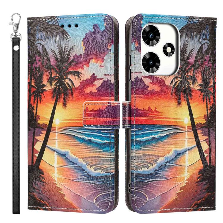 For Infinix Hot 30 Painted Pattern Vegan Leather Phone Case with Strap
