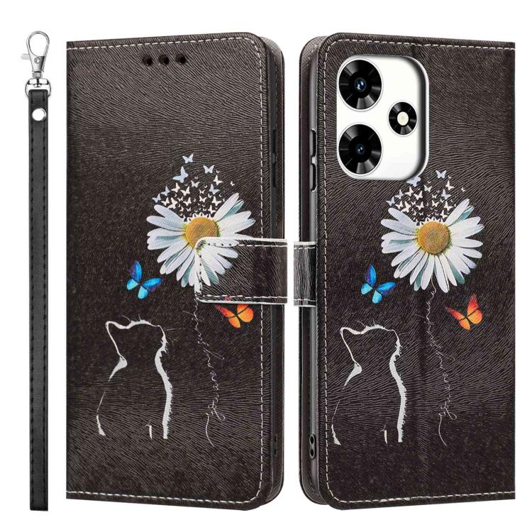 For Infinix Hot 30 Painted Pattern Vegan Leather Phone Case with Strap