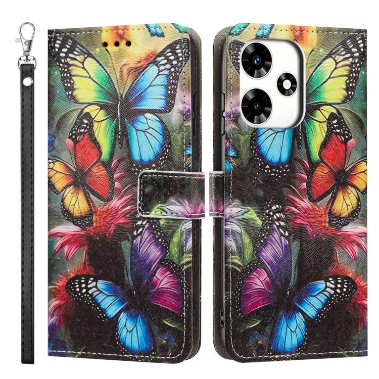 For Infinix Hot 30 Painted Pattern Vegan Leather Phone Case with Strap