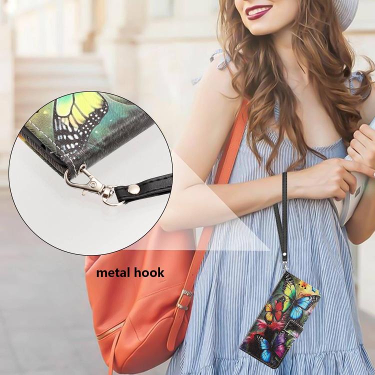 For Infinix Hot 30 Painted Pattern Vegan Leather Phone Case with Strap