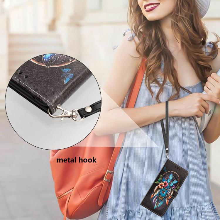 For Infinix Hot 30 Painted Pattern Vegan Leather Phone Case with Strap