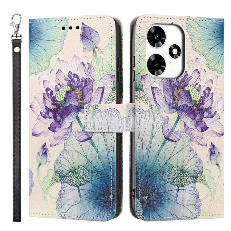 For Infinix Hot 30 Painted Pattern Vegan Leather Phone Case with Strap
