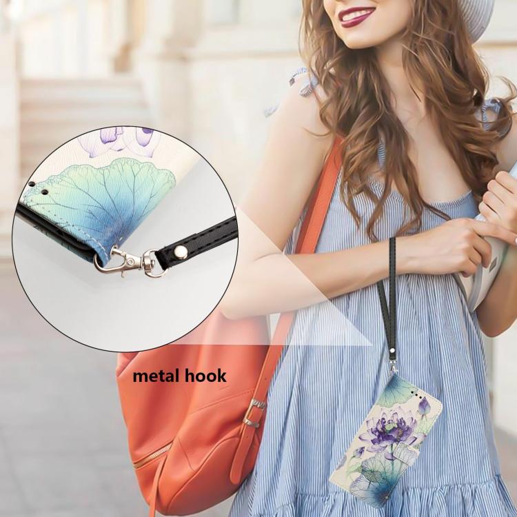 For Infinix Hot 30 Painted Pattern Vegan Leather Phone Case with Strap