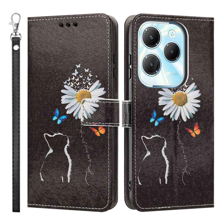 For Infinix Hot 40 Painted Pattern Vegan Leather Phone Case with Strap