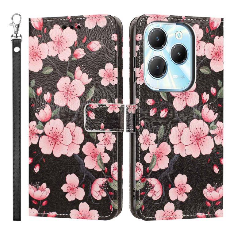 For Infinix Hot 40 Painted Pattern Vegan Leather Phone Case with Strap