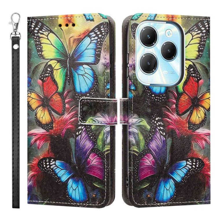 For Infinix Hot 40 Painted Pattern Vegan Leather Phone Case with Strap