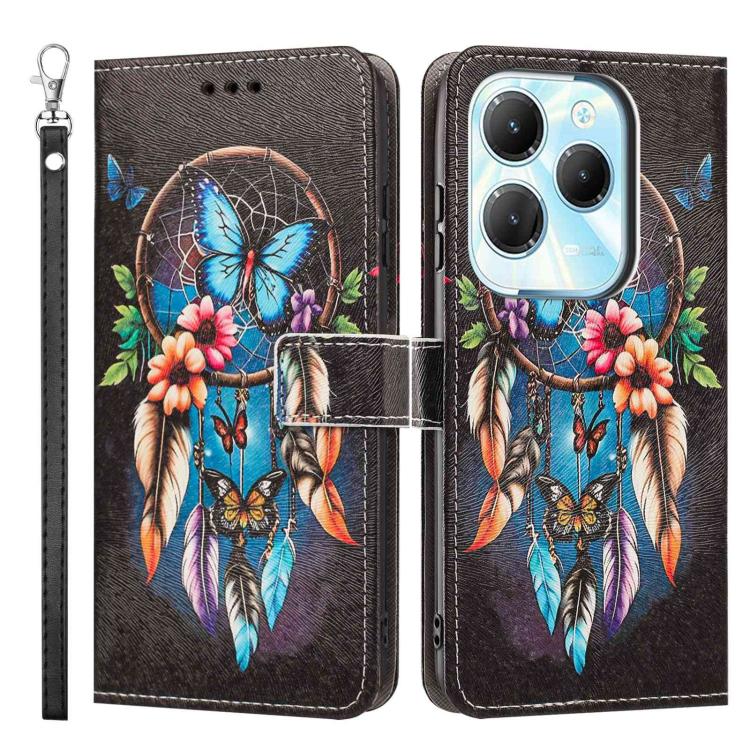 For Infinix Hot 40 Painted Pattern Vegan Leather Phone Case with Strap