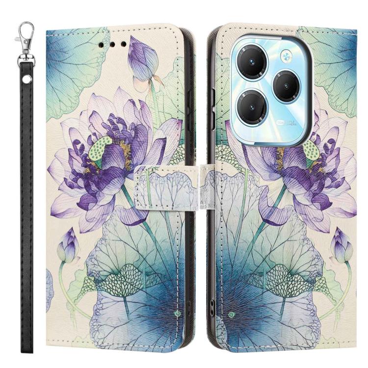For Infinix Hot 40 Painted Pattern Vegan Leather Phone Case with Strap