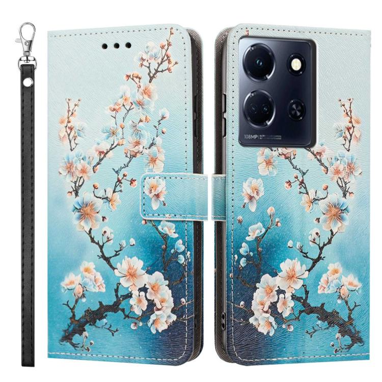 For Infinix Note 30 Painted Pattern Vegan Leather Phone Case with Strap