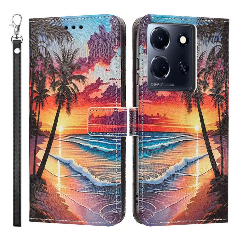 For Infinix Note 30 Painted Pattern Vegan Leather Phone Case with Strap