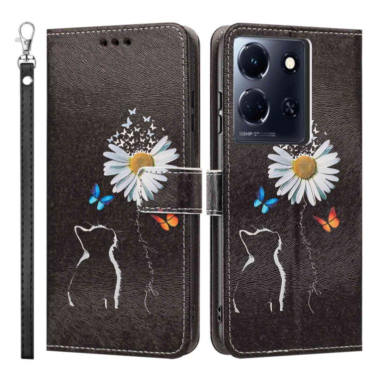 For Infinix Note 30 Painted Pattern Vegan Leather Phone Case with Strap