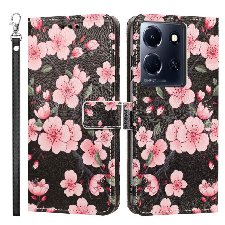 For Infinix Note 30 Painted Pattern Vegan Leather Phone Case with Strap