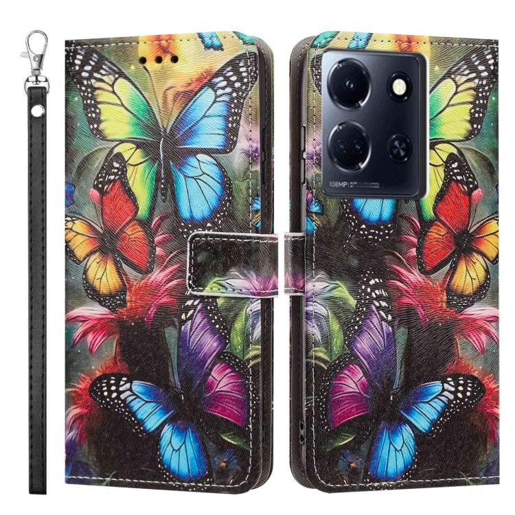 For Infinix Note 30 Painted Pattern Vegan Leather Phone Case with Strap