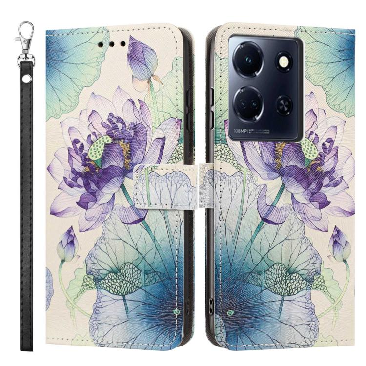 For Infinix Note 30 Painted Pattern Vegan Leather Phone Case with Strap
