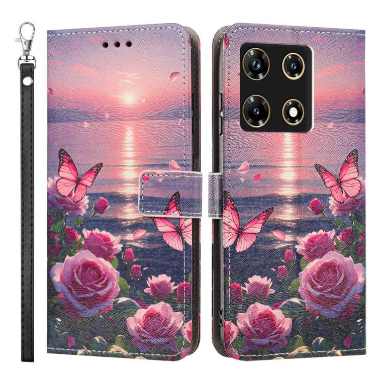 For Infinix Note 30 Pro Painted Pattern Vegan Leather Phone Case with Strap
