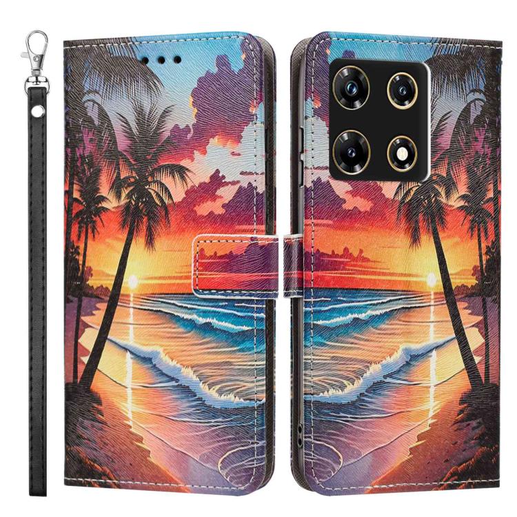 For Infinix Note 30 Pro Painted Pattern Vegan Leather Phone Case with Strap