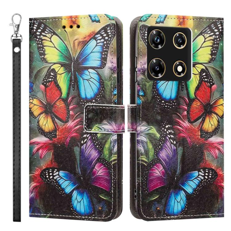 For Infinix Note 30 Pro Painted Pattern Vegan Leather Phone Case with Strap