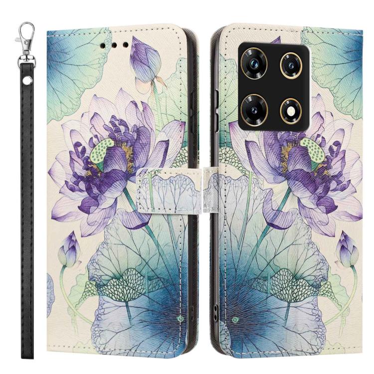 For Infinix Note 30 Pro Painted Pattern Vegan Leather Phone Case with Strap