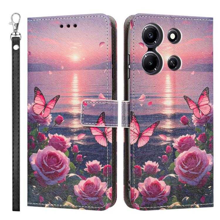 For Infinix Note 30i Painted Pattern Vegan Leather Phone Case with Strap