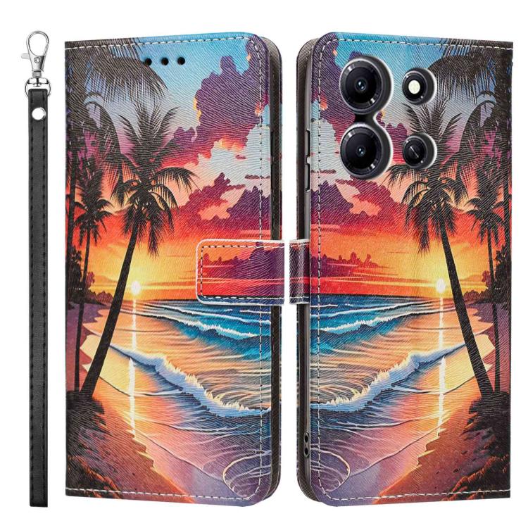 For Infinix Note 30i Painted Pattern Vegan Leather Phone Case with Strap