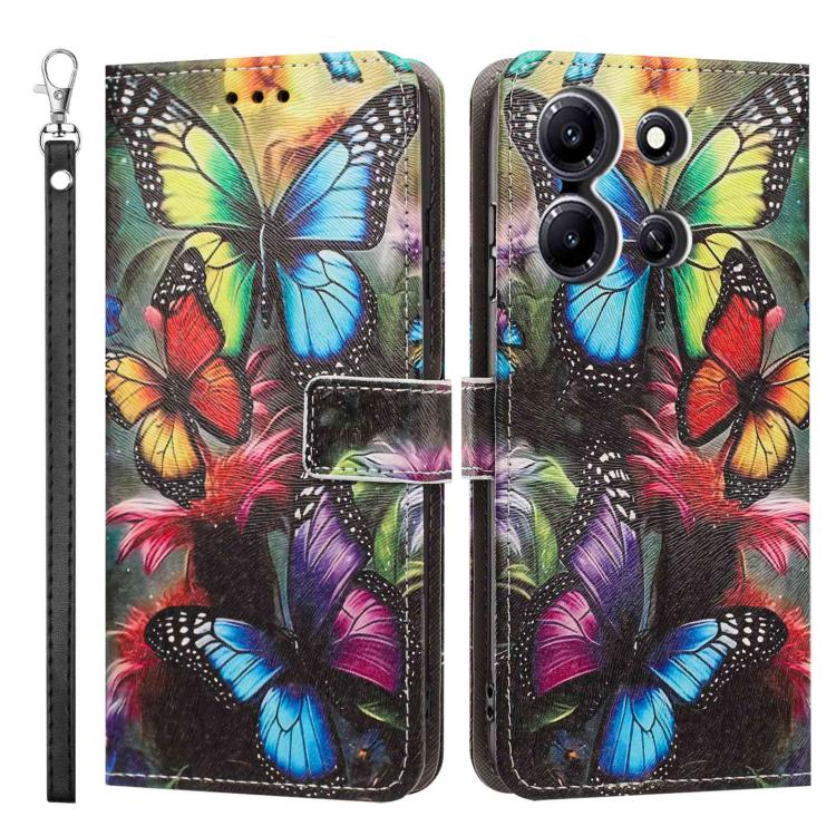 For Infinix Note 30i Painted Pattern Vegan Leather Phone Case with Strap
